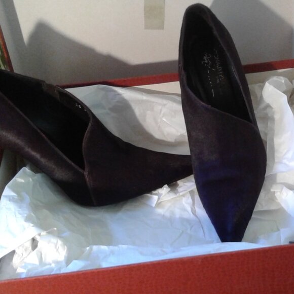 New! Donald Pliner Couture Purple Exotic Hair Ankle Bootie